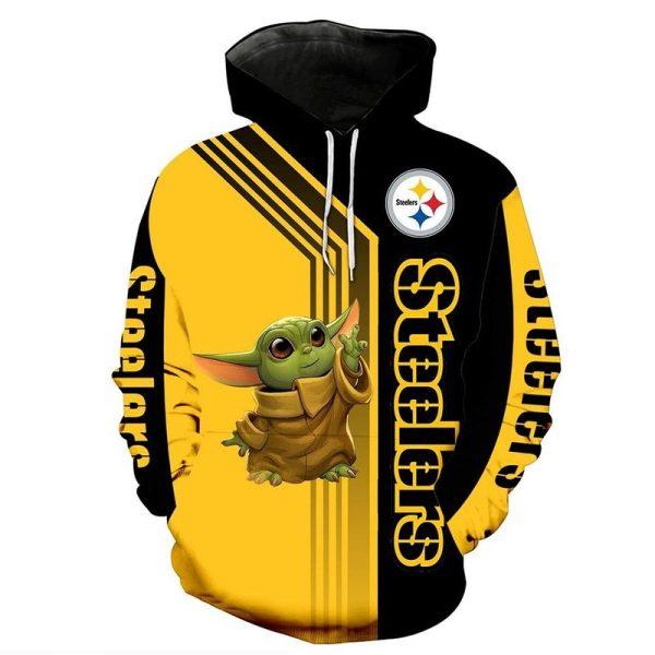 Pittsburgh Steelers Baby Yoda Star Wars 3D Hoodie
