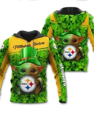 Pittsburgh Steelers Grogu St Patrick Day 3D Hoodie