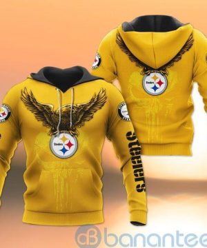 Pittsburgh Steelers NFL Logo Eagle Skull 3D Hoodie