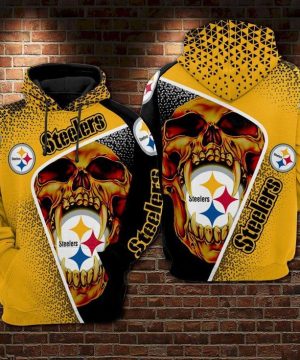Pittsburgh Steelers Nfl Skull Gold 3D Hoodie 1