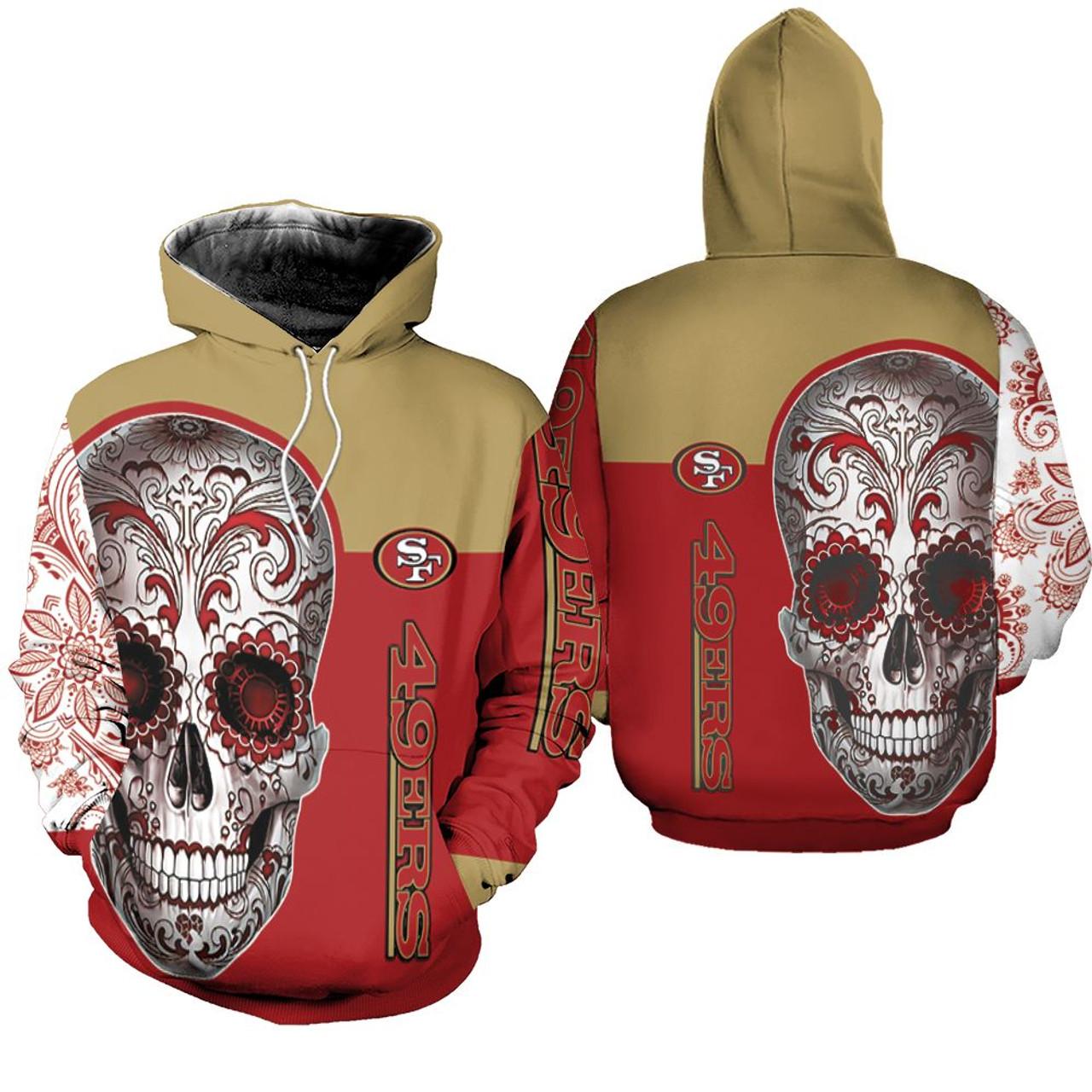San Francisco 49Ers Sugar Skull Fan 3D Hoodie