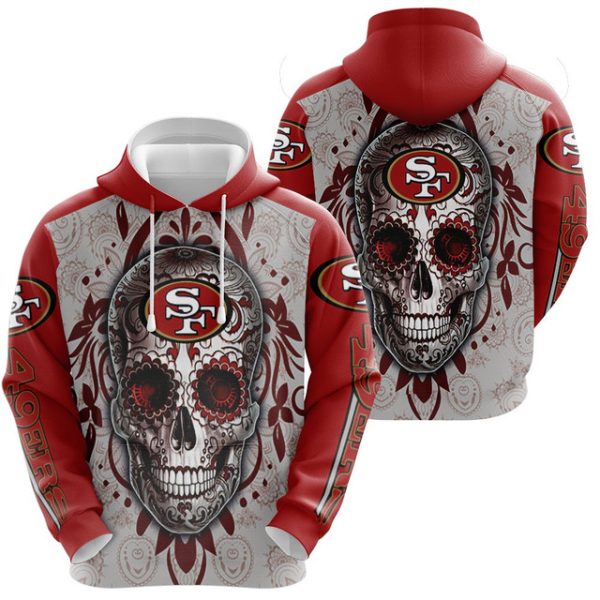 San Francisco 49Ers Sugar Skull For Fan 3D T Shirt Hoodie Sweater Jersey Hoodie M 1