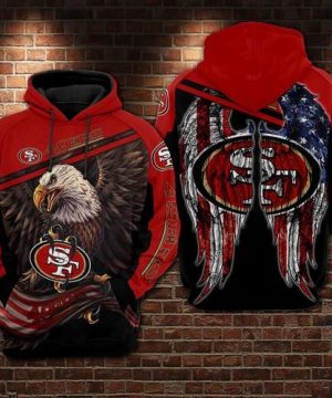 San Francisco 49ers Patriotic Flagged Eagle Hoodie 3D