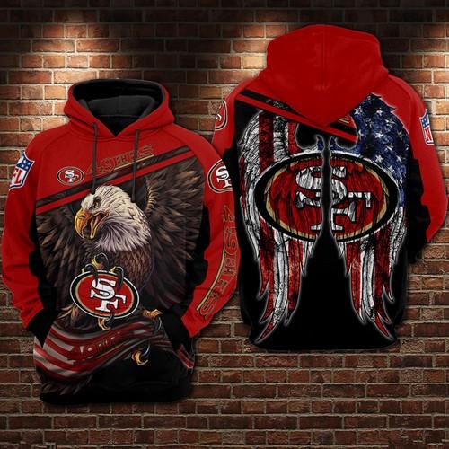 San Francisco 49ers Patriotic Flagged Eagle Hoodie 3D