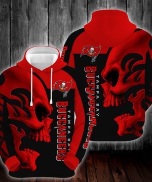 Tampa Bay Buccaneers Skull Red 3D Hoodie 1