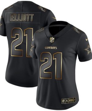 Womens Dallas Cowboys 21 Ezekiel Elliott 2019 Black Gold Edition Stitched NFL Jersey 1 1