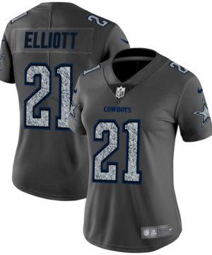Womens Dallas Cowboys 21 Ezekiel Elliott 2019 Gray Fashion Static Limited Stitched NFL Jersey 1 1
