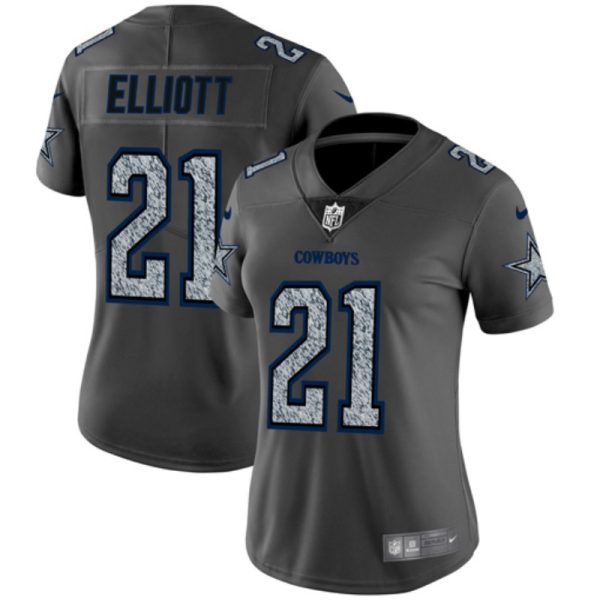 Womens Dallas Cowboys 21 Ezekiel Elliott 2019 Gray Fashion Static Limited Stitched NFL Jersey 1 1