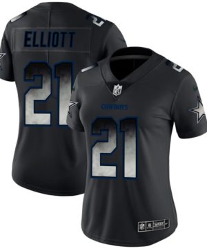 Womens Dallas Cowboys 21 Ezekiel Elliott Black 2019 Smoke Fashion Limited Stitched NFL Jersey 1 1