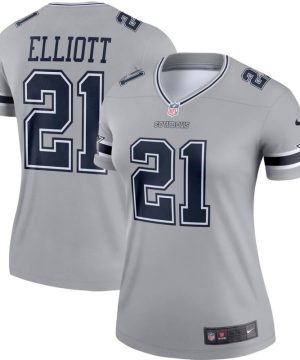 Womens Dallas Cowboys 21 Ezekiel Elliott Gray Inverted Legend Stitched NFL Jersey 1 1
