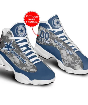 dallas cowboys football customized air jordan sneaker13 camo shoes sport sneakers jd13 sneakers personalized shoes design 1